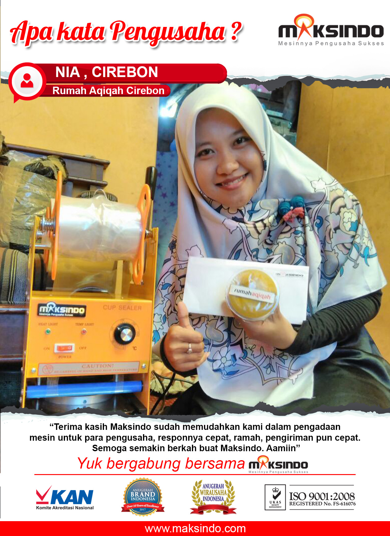 Rumah Aqiqah Cirebon : Usaha Aqiqah Lebih Mudah dengan Mesin Cup Sealer Maksindo