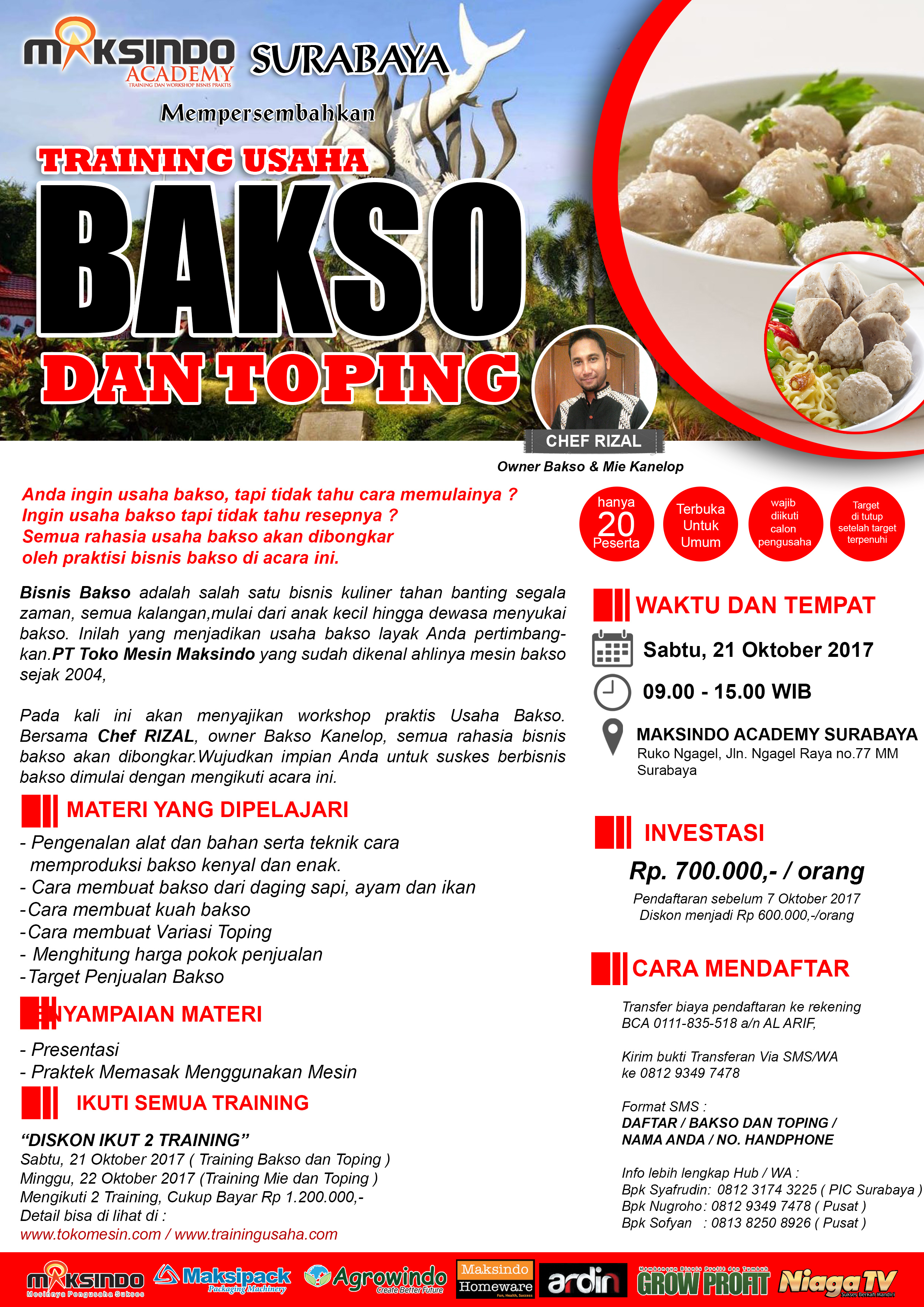 Training Usaha Aneka Bakso dan Toping, 21 Oktober 2017