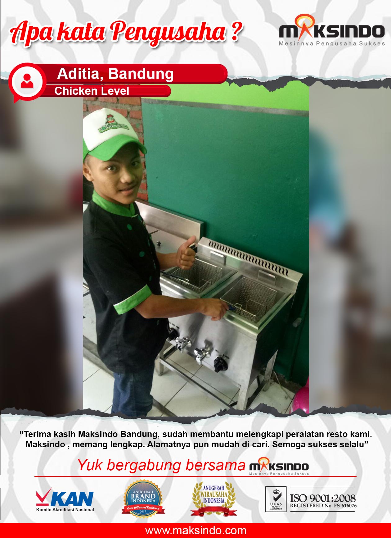 Chicken Level : Peralatan Resto Semakin Lengkap Karena Mesin Deep Fryer Maksindo