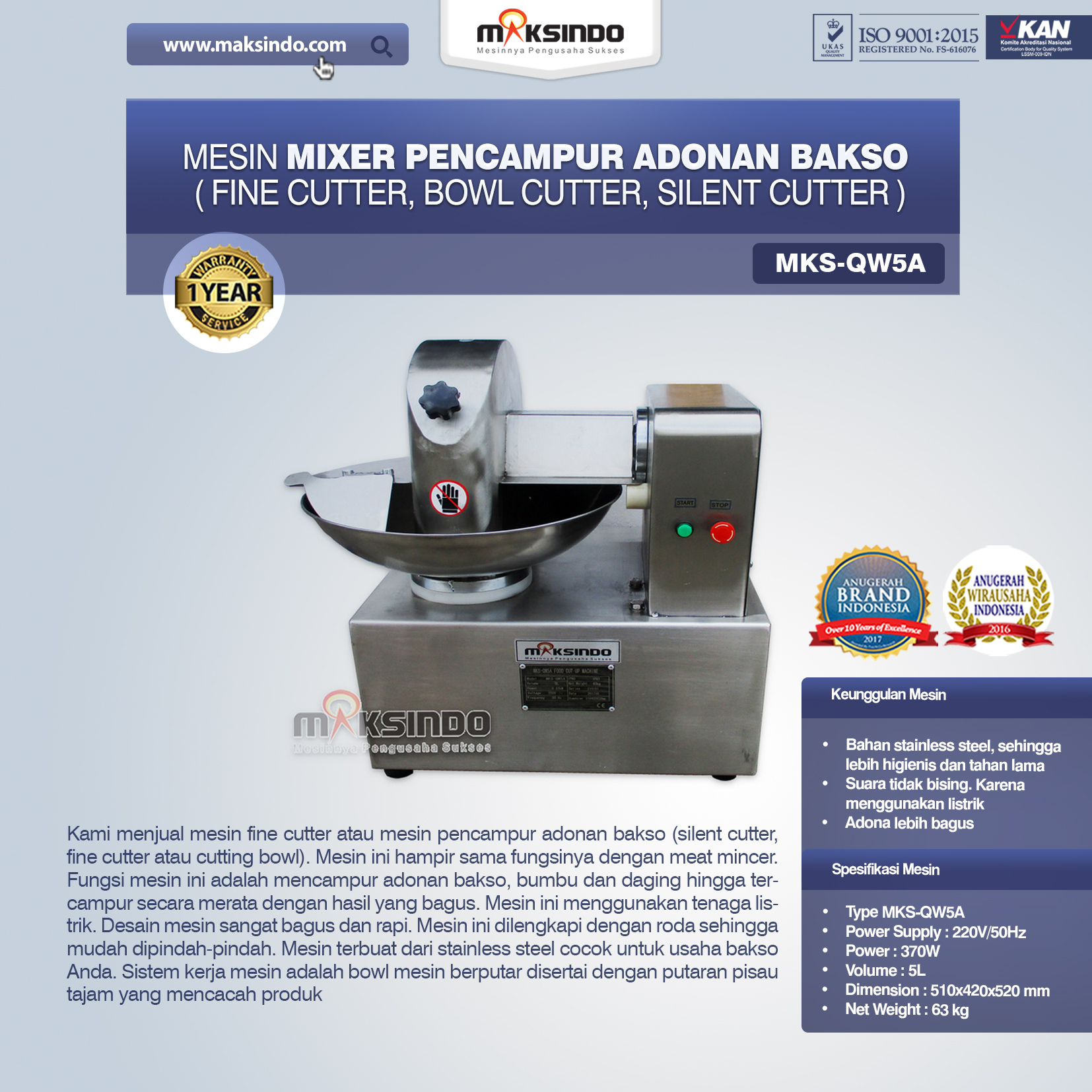 Jual Mesin Adonan Bakso (Cut Bowl / Silent Cutter / Fine Cutter) di Malang