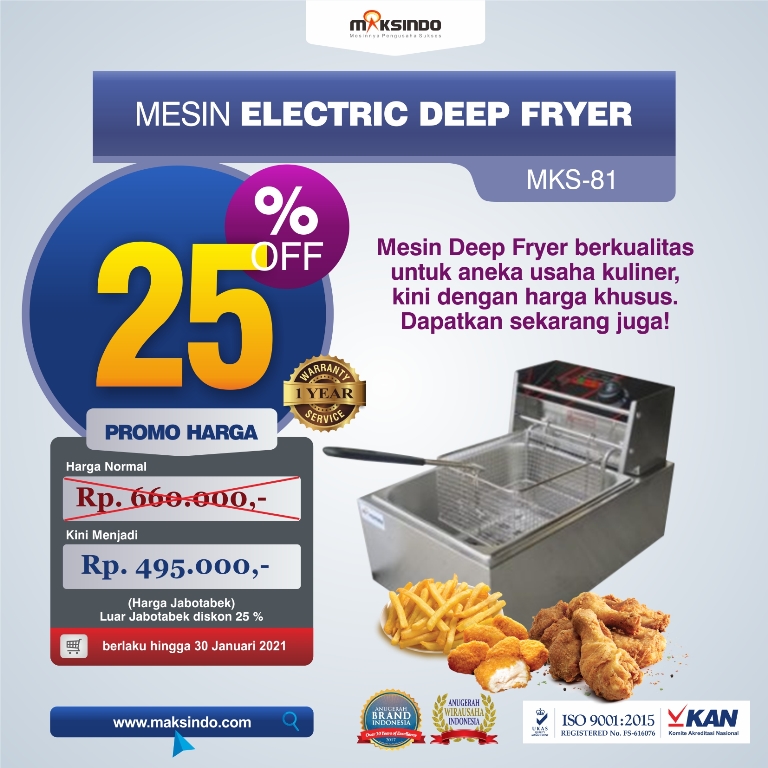 Jual Mesin Deep Fryer Listrik MKS-81B di Malang