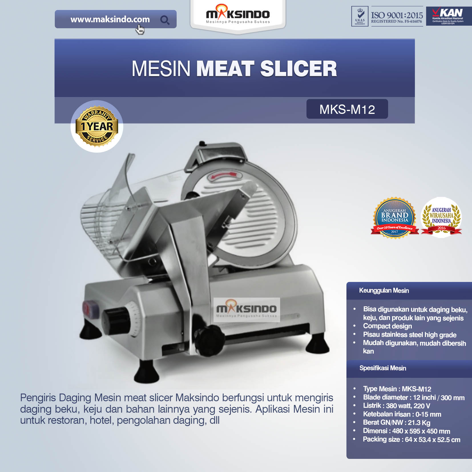 Jual Mesin Meat Slicer (MKS-M12) di Malang