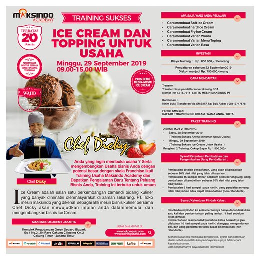 Training Usaha Ice Cream Dan Topping Untuk Usaha, 29 September 2019