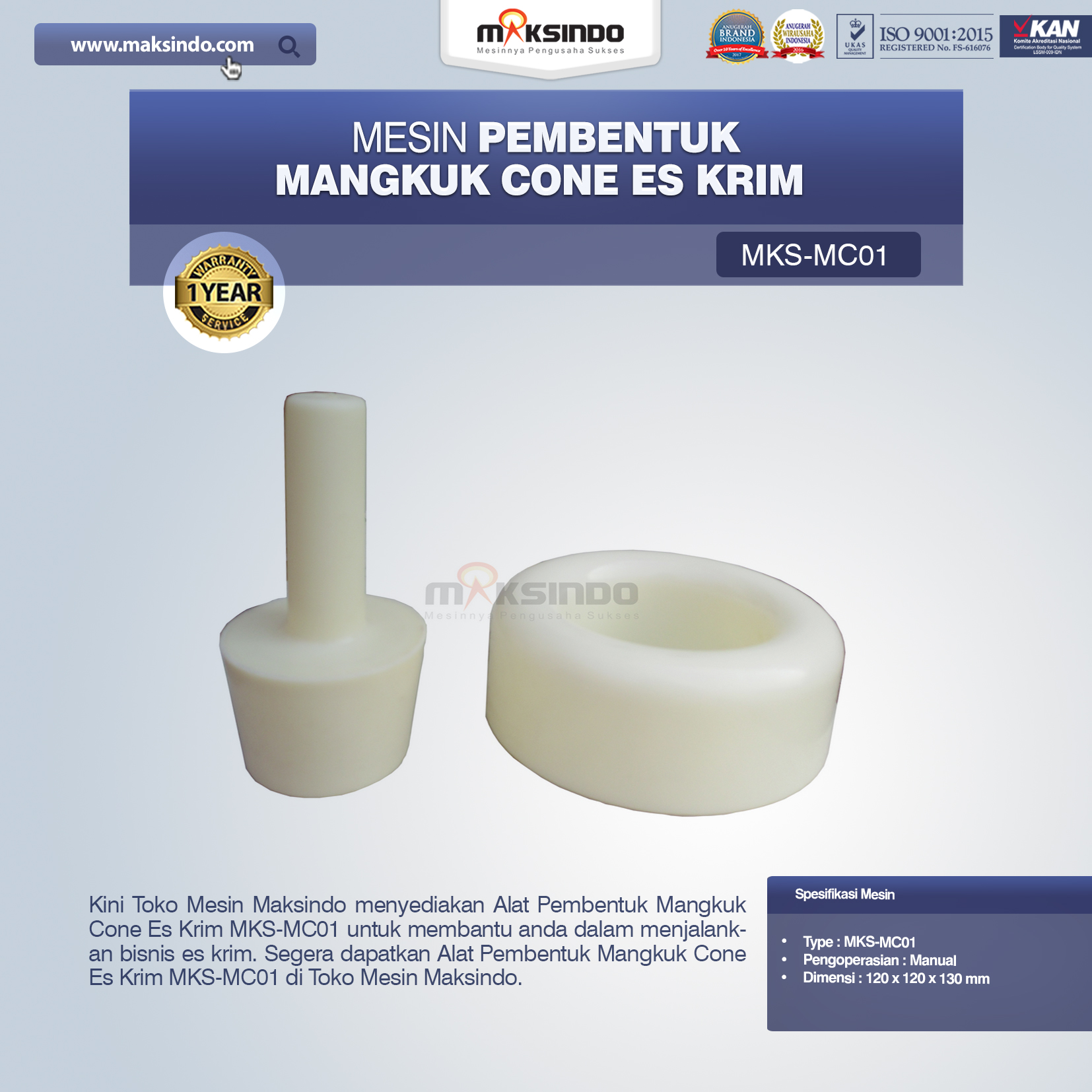 Jual Alat Pembentuk Mangkuk Cone Es Krim MKS-MC01 di Malang