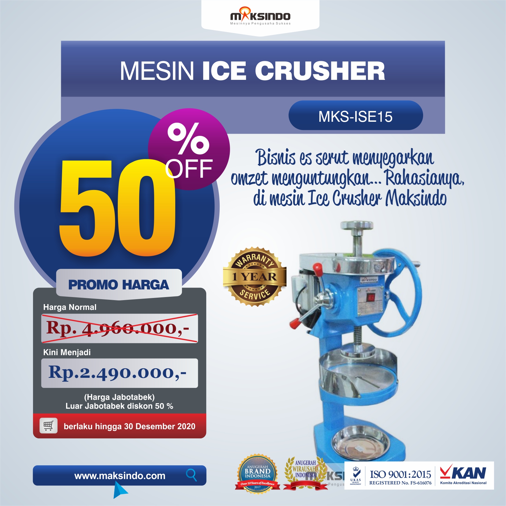 Jual Mesin Ice Crusher MKS-ISE15 di Malang