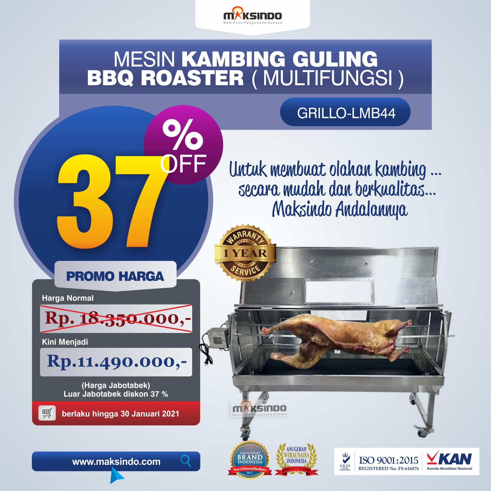 Jual Mesin Kambing Guling BBQ Roaster (GRILLO-LMB44) di Malang
