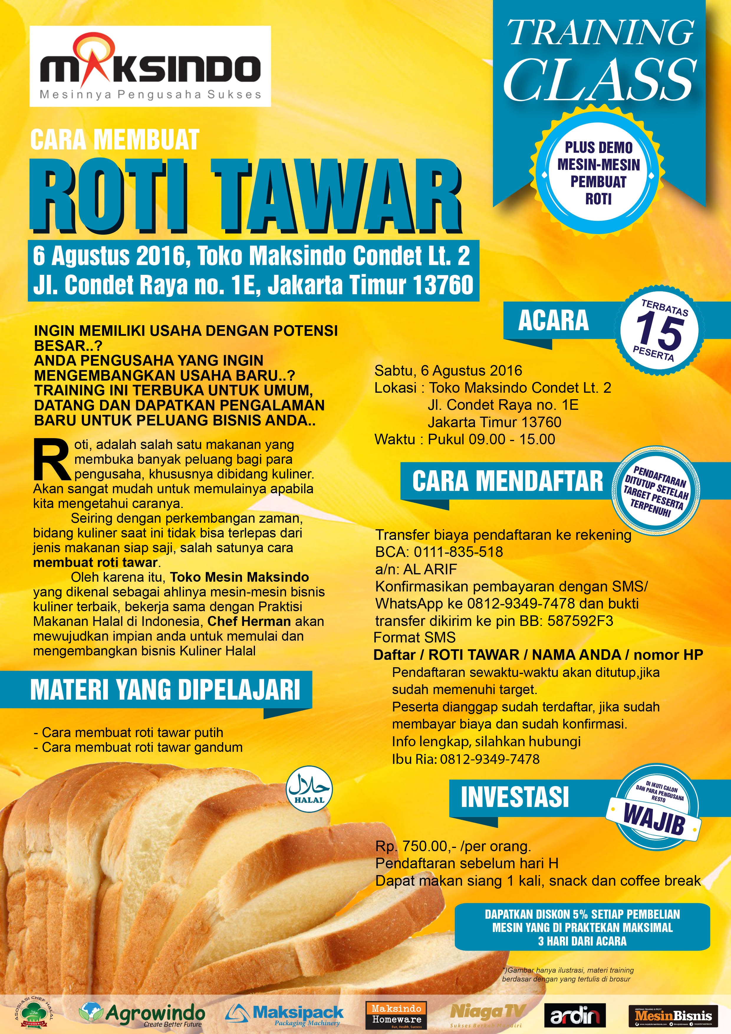 Training Usaha Roti Tawar di Condet 6 Agustus 2016