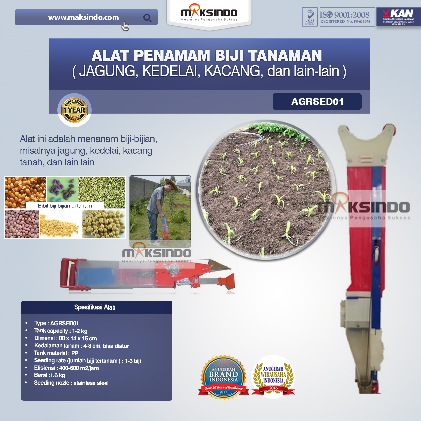Jual Alat Penamam Biji Tanaman (jagung, Kedelai, Kacang, dll) di Malang