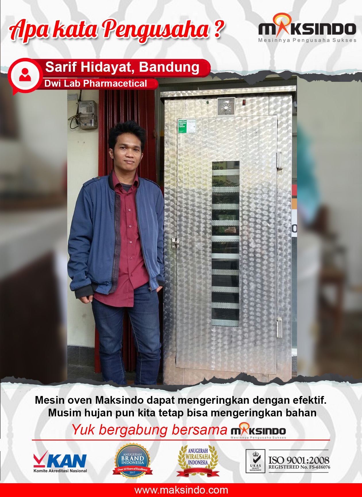 Dwi Lab Pharmacetical : Mesin Oven Pengering Listrik Maksindo Terbukti Sangat Efektif