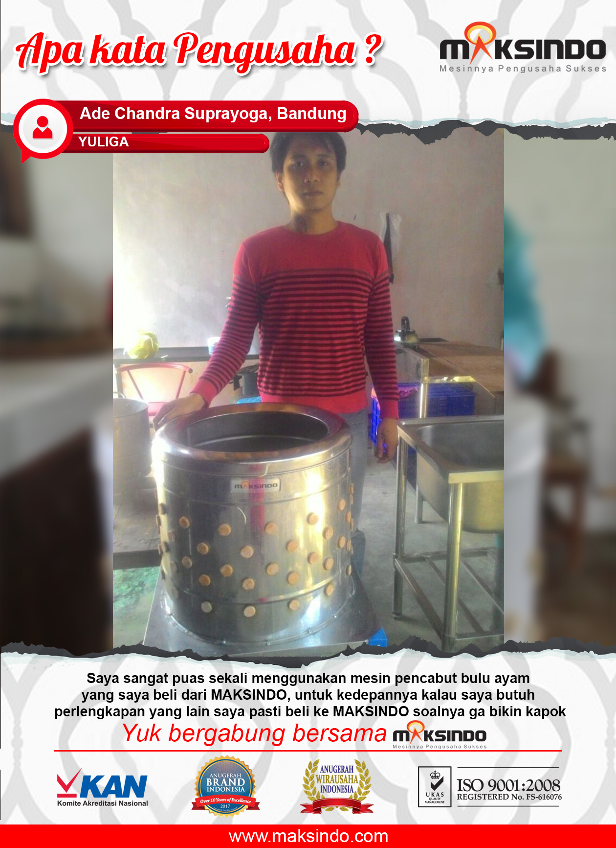 Yuliga : Mesin Pencabut Bulu Ayam Maksindo Memuaskan !