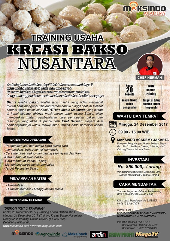 Training Usaha Kreasi Bakso Nusantara, 24 Desember 2017
