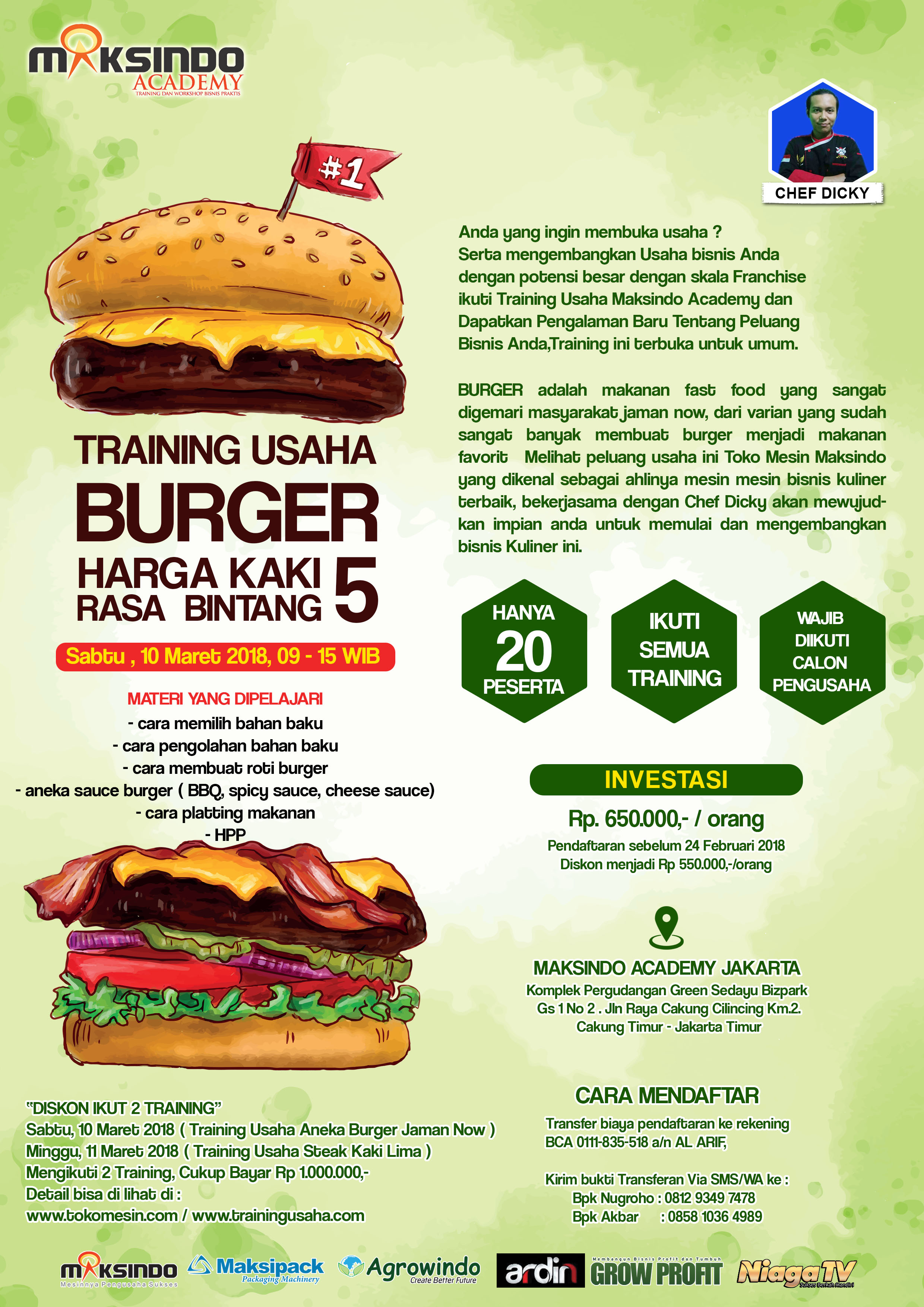 Training Usaha Burger, 10 Maret 2018