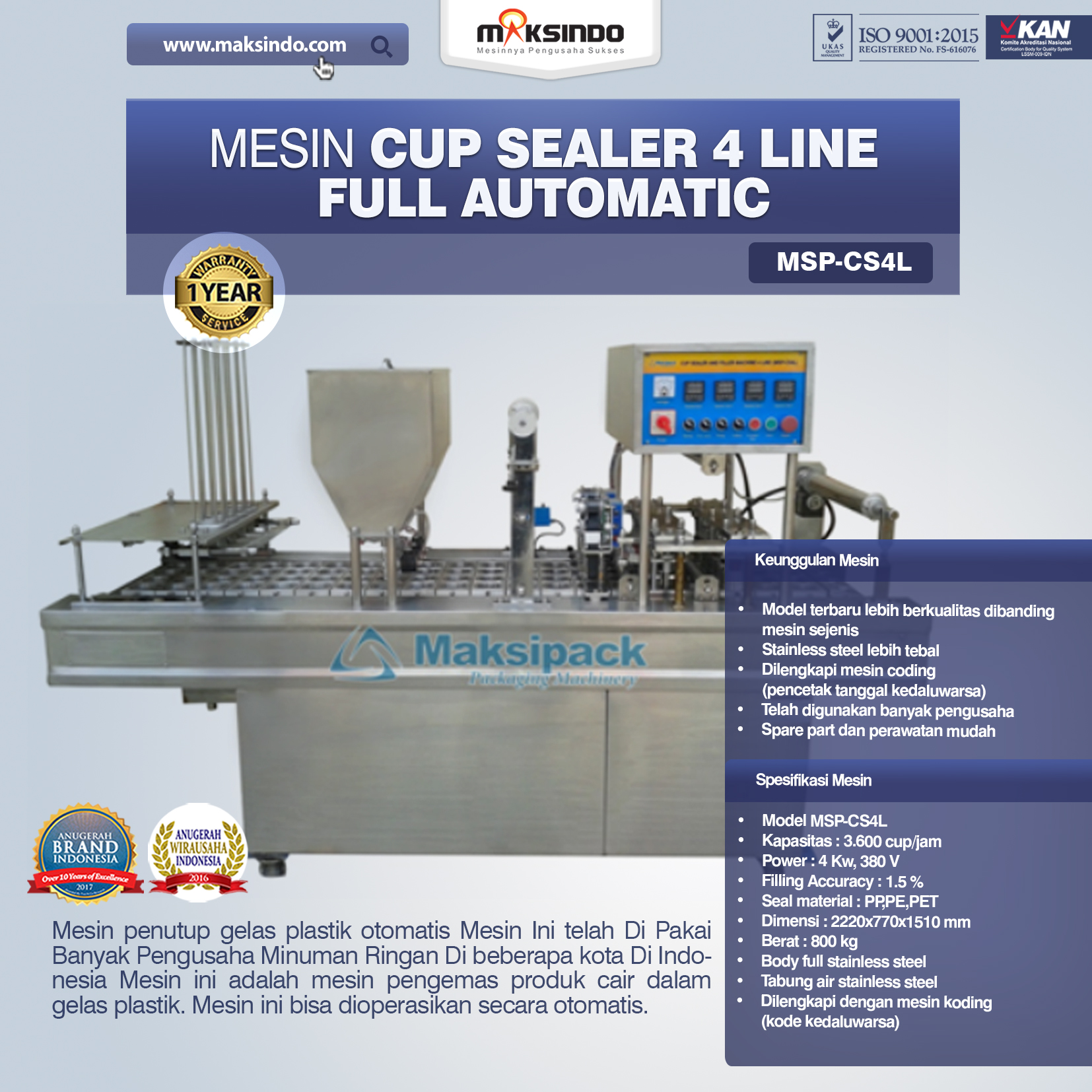 Jual Mesin Cup Sealer Otomatis 2 line dan 4 line di Malang
