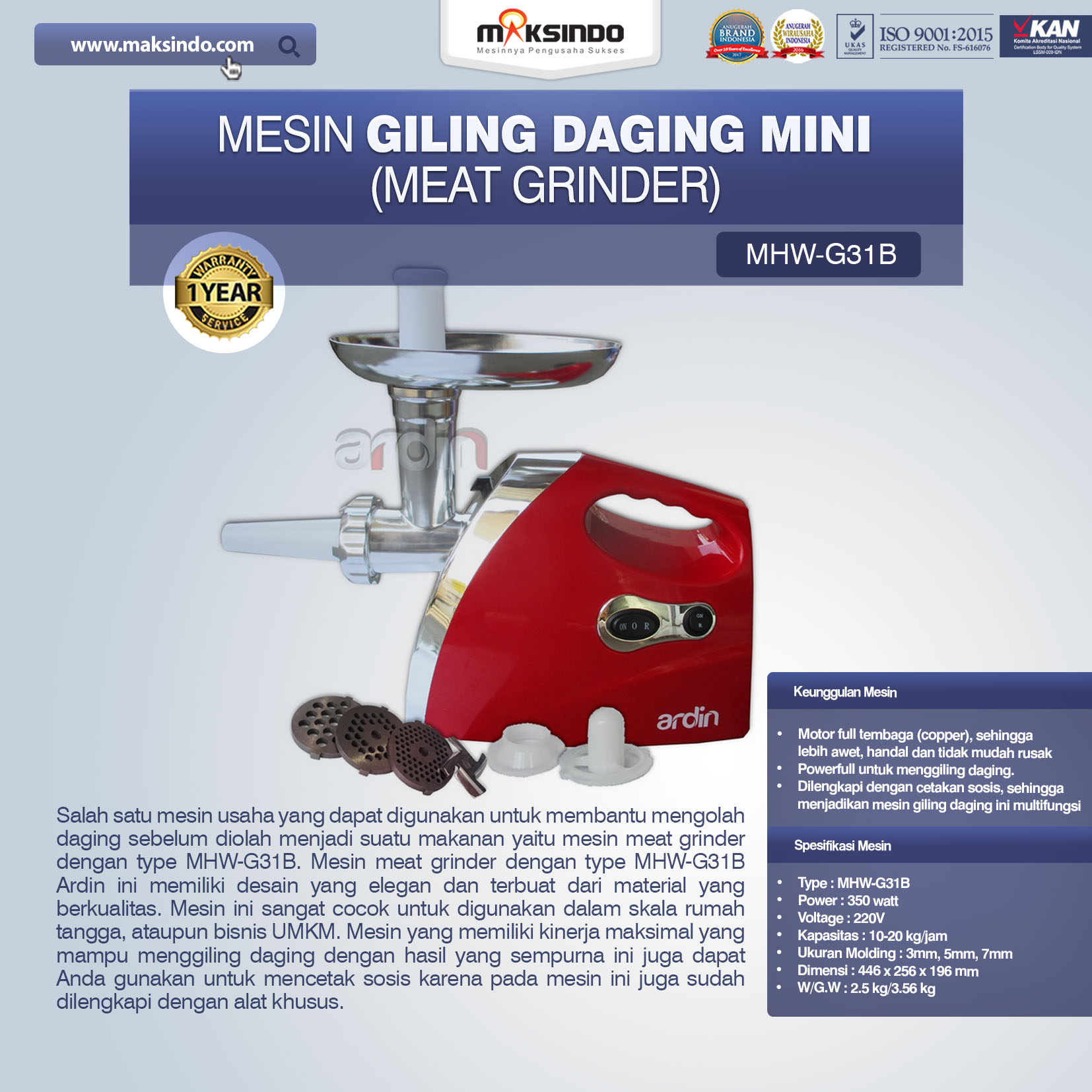 Jual Mesin Giling Daging Mini (Rumah Tangga) – Ardin di Malang