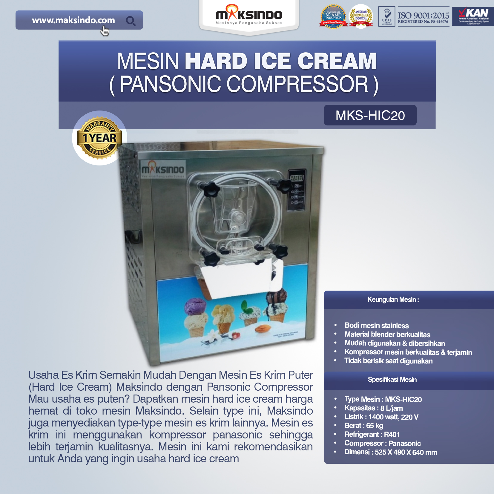 Jual Mesin Hard Ice Cream (HIC20) di Malang