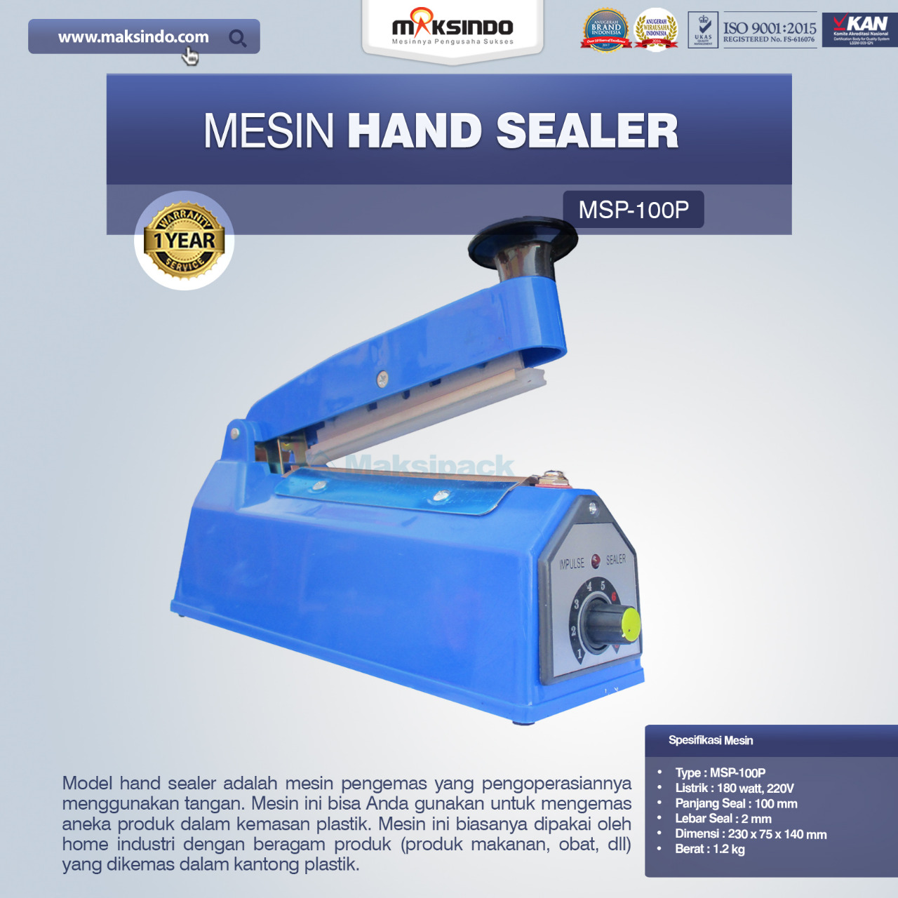 Jual Mesin Sealer MSP-100P di Malang