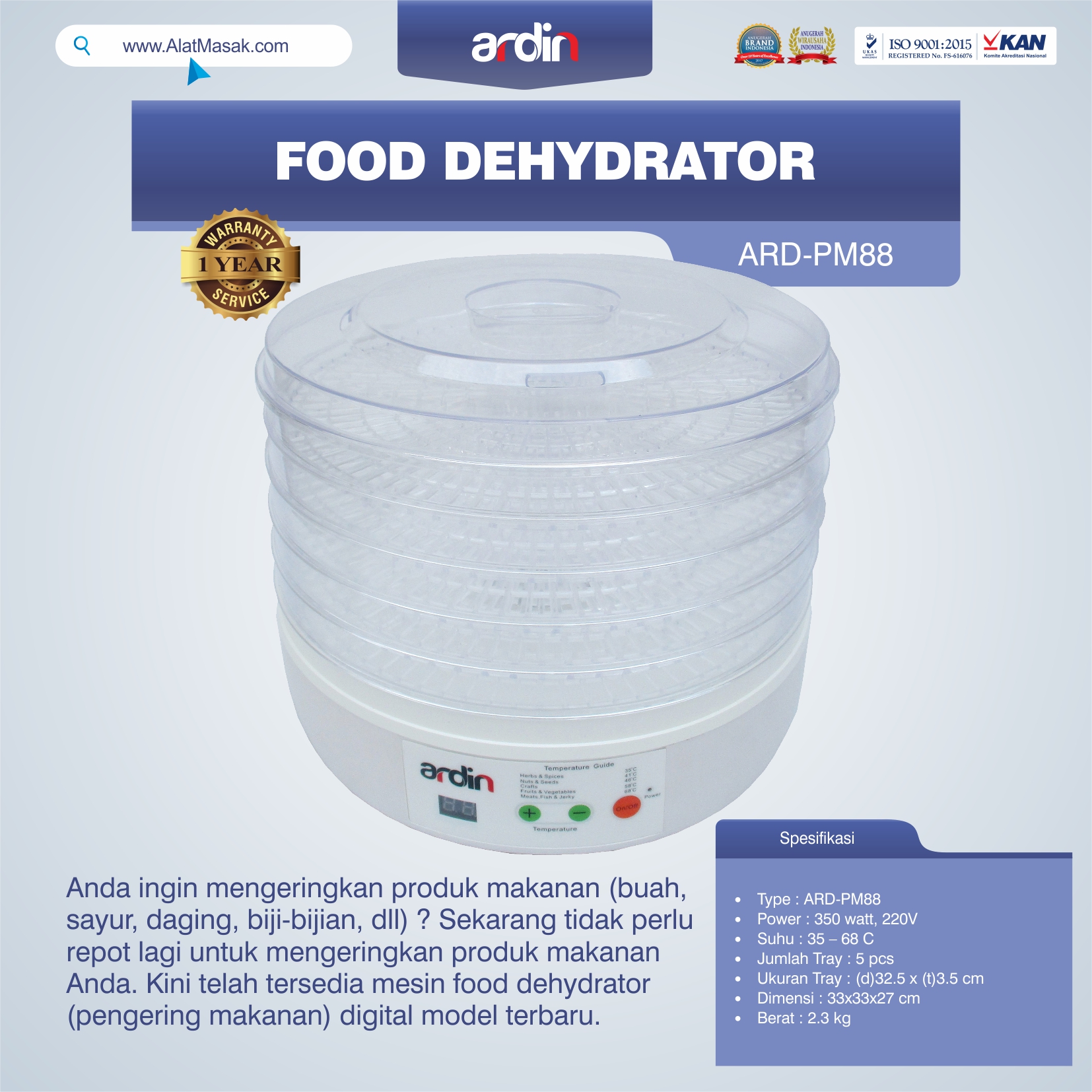 Jual Food Dehydrator ARD-PM88 di Malang