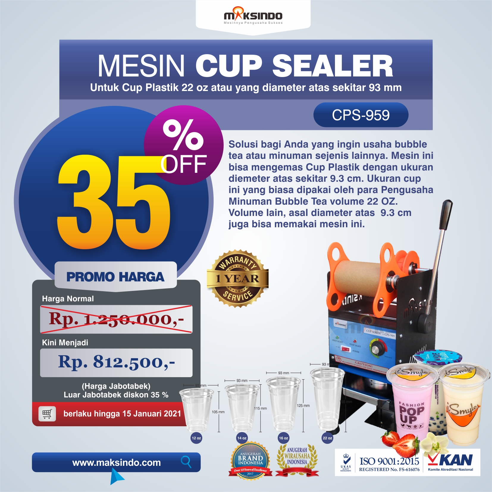 Jual Mesin Cup Sealer CPS-959 Di Malang