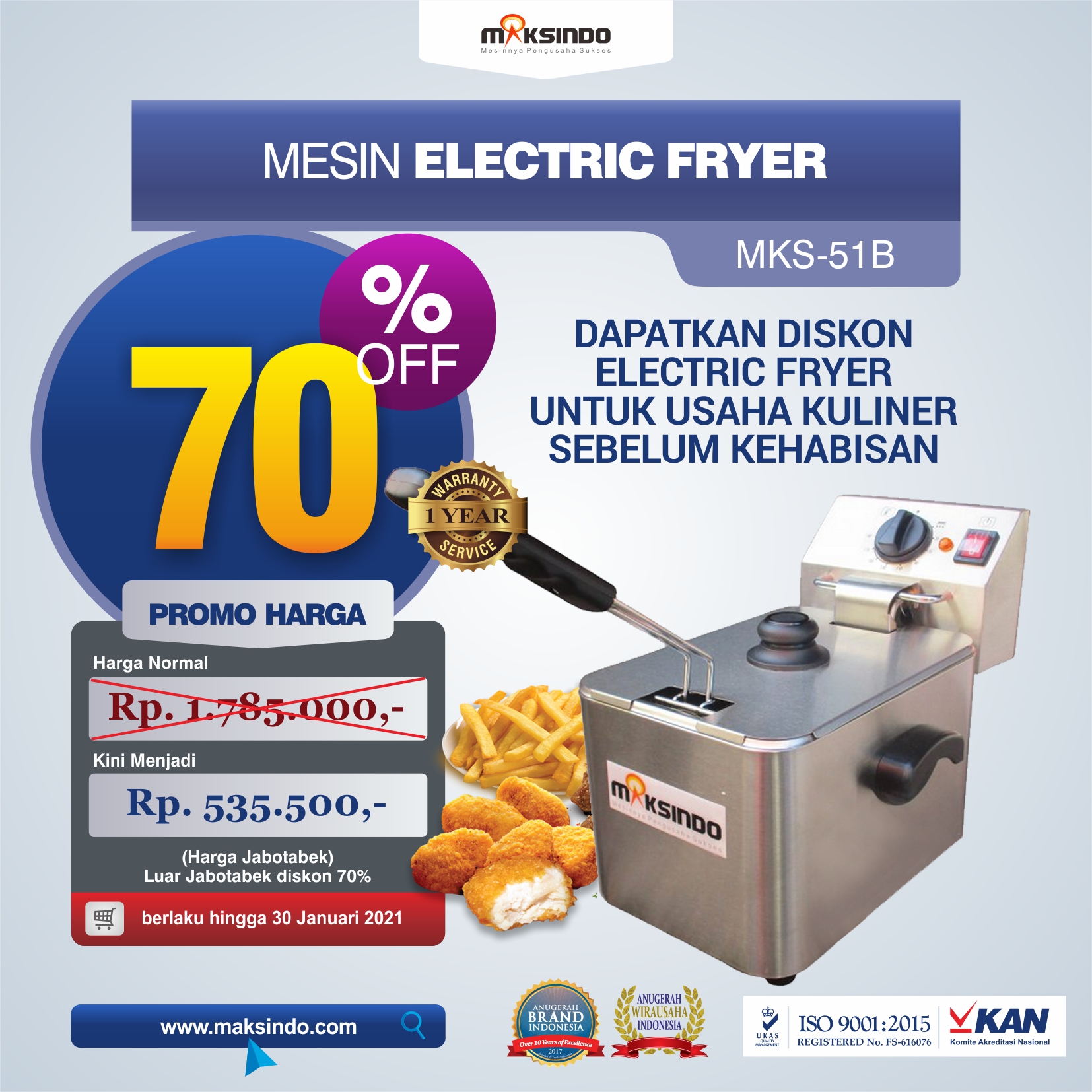 Jual Mesin Electric Fryer MKS-51B di Malang